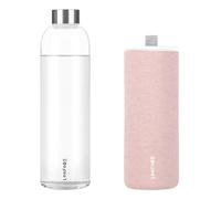 LOOFORE Glass Water Bottle 1L 1000ml, BPA-Free Leak Proof, 1 Litre Large Borosilicate Wide Mouth Glass Drinking Bottles with Protective Sleeves for Sports and Gym with Hot Cold Drinks