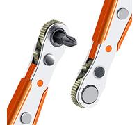 Loofu PH2 Phillips Magnetic Screwdriver, 4.5 Inch 1/4" Mini Ratchet Wrench, PH2 Screwdriver Bits with 1/4-Inch Drive High Torque Offset Reversible Mini Ratcheting Offset Screwdriver