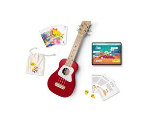 Loog Wood Soprano Ukulele for Kids & Beginners, App & Lessons, All Ages (Red)