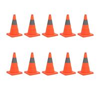 LoogCape 10 x 42cm Orange Collapsible Traffic Cones with Reflective Stripes, Weatherproof, Lightweight Design, Ideal for Construction Sites, Workshops, Industrial, Escape Routes and Occupational