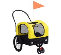 LoogCape 2 in 1 Yellow Black Folding Lightweight Dog Bike Trailer with Air Circulation Safety Equipment Ideal for Walking, Travel, Outdoor and Hiking