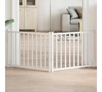 LoogCape 2-Piece Dog Gate White 160 cm Solid Fir Wood Foldable and Portable for Safe Pet Protection Indoor and Outdoor Weatherproof Barrier for Small and Medium Dogs