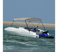 LoogCape 2 Sheets Bimini Top Grey 150 x 120 x 110 cm with Aluminium Frame, Waterproof, UV-Resistant, Weatherproof, for Boat, Sailboat, Motor Boat, Yachts, Protective Cover, Storage, Wintering