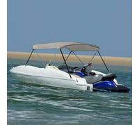LoogCape 2 Sheets Bimini Top Grey 180 x 130 x 110 cm Weatherproof UV Protection Durable Polyester Aluminium Frame with Adjustable Nylon Straps and Stainless Steel Attachments for Boat, Sailing Boat