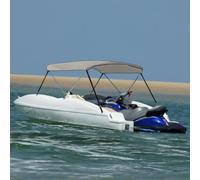 LoogCape 2 Sheets Bimini Top Grey 180 x 150 x 110 cm Weatherproof UV Protection for Boats with Aluminium Frame, Water-Repellent, Rustproof, Durable, Includes Protective Cover, Ideal for Yacht, Dinghy