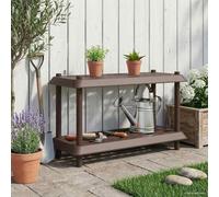 LoogCape 2 Tier Shelving Unit 100 x 40 x 55.5 cm Polypropylene Brown UV Resistant for Indoor and Outdoor Use, Sturdy Storage, Durable Design, Easy Assembly, Ideal for Garden, Balcony, Living Room