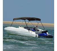 LoogCape 3-Bow Bimini Top Black 183 x 180 x 137 cm Weatherproof UV Protected Durable for Boat, Yacht, Inflatable Boat, Motor Boat, Sailing Boat, Fishing Boat, Winter Storage, Transport, Port