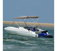 LoogCape 3-Bow Bimini Top with Side Panels 183 x 137 - 152 x 137 cm Waterproof UV Protected Weatherproof Durable for Boat, Yacht, Inflatable Boat, Motor Boat, Sailing Boat, Fishing Boat, Suitable for