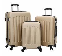 LoogCape 3-Piece ABS Plastic Suitcase Set in Champagne with 50 x 31 x 78 cm, 43 x 27 x 68 cm and 37 x 23 x 58 cm, Trolley with 360° Wheels, TSA Lock, Lightweight, Durable, Waterproof