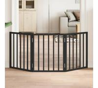 LoogCape 3-Piece Dog Gate Foldable Black 150 cm Poplar Wood for Indoor and Outdoor Use, Portable Barrier, Safe Puppy Protection, Weatherproof Fence, Flexible Playpen for Pets