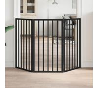 LoogCape 3-Piece Dog Gate Foldable Black 150 cm Poplar Wood for Safety Protection and Training Indoor Outdoor Pet Fence