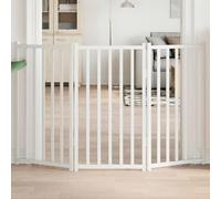 LoogCape 3-Piece Dog Gate Made of Solid Fir Wood, White, 150 cm, Foldable, Lockable, Outdoor Indoor Safety Gate for Small and Medium Dogs, Easy to Carry, Weatherproof, Safe Fence