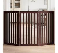 LoogCape 3-Piece Foldable Dog Gate, Brown, 150 cm, Poplar Wood with Weatherproof, Escape-Proof Barrier for Indoor and Outdoor Use, Ideal for Puppies, Pets, Protection and Training in the Home