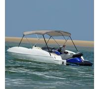 LoogCape 3 Sheets Bimini Top Grey 183 x 140 x 137 cm with Aluminium Frame, Waterproof UV-Resistant Protection for Boat, Sailing Boat, Motor Boat, Fishing Boat, Includes Transport Bag, Durable Material