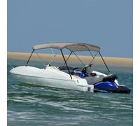 LoogCape 3 Sheets Bimini Top Grey 183 x 180 x 137 cm with Aluminium Frame UV and Waterproof Sun Canopy for Boat, Sailing Boat, Motor Boat, Fishing Boat, Yachts, Weatherproof, Durable, Includes