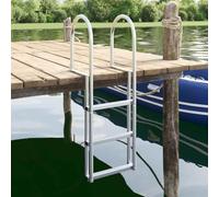 LoogCape 3-step dock ladder silver 45 x 11.5 x 134 cm made of aluminium with non-slip surface for safe water access, suitable for boats, yachts, jetties and port applications