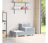 LoogCape 3-Tier Raised Garden Bed, 120x80 cm Solid Pine Wood Planter Box, Stackable & Foldable Design for Outdoor Vegetables, Herbs, Flowers, Grey Finish