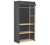 LoogCape 3-Tier Wardrobe Grey 79 x 40 x 170 cm Fabric with 3 Shelves and Clothes Rail, Versatile Fabric Cabinet for Bedroom, Children's Room, Hallway, with Wall Mount for Secure Storage Space