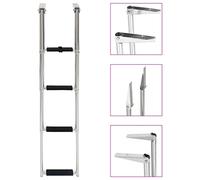 LoogCape 304 Stainless Steel Telescopic Ladder for Boat, Swimming Pool and Platforms, Foldable Non-Slip Max Load 250kg Load Capacity, Extendable with Fixings, Ideal for Entry Aid