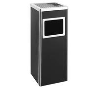 LoogCape 36 Litre Steel Black Dustbin with Ashtray for Indoor and Outdoor Use Space Saving Odour Proof Durable Easy Clean Ideal for Hotels, Offices