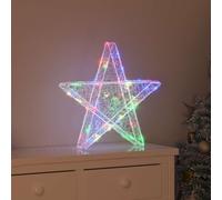 LoogCape 3D Star with 50 LEDs Multicoloured Acrylic 55 x 53.5 x 10 cm Christmas Decoration for Indoor and Outdoor Use Modern Stylish Festive