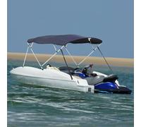 LoogCape 4 Sheet Bimini Top with Side Panels 243 x (170-182) x 137 cm Waterproof UV Protected Weatherproof Durable for Boat, Yacht, Inflatable Boat, Motor Boat, Sailing Boat, Fishing Boat, Winter