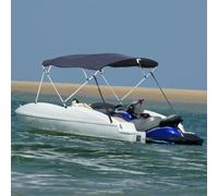 LoogCape 4-sheet bimini top with side panels, 243 x (200-213) x 137 cm, made of waterproof polyester with UV protection, aluminium frame, stainless steel, suitable for boat, yacht, motor boat, sailing