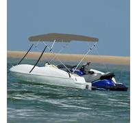 LoogCape 4 Sheets Bimini Top Grey 243 x 180 x 137 cm Waterproof UV Protection Weatherproof Durable with Aluminium Frame for Boats, Yachts, Inflatable Boats, Motor Boats, Sailing Boats, Fishing Boats