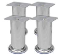 LoogCape 4 x Round Sofa Legs Chrome 120mm Height Furniture Foot Replacement Base for Sofa Armchair Cabinet Table Bed Dresser Sideboard Sturdy Support Easy Assembly Floor Protector