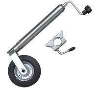 LoogCape 48mm Jockey Wheel with 1 Clamp Holder Adjustable from 53 to 75 cm Rust Resistant Galvanised Steel for Trailers, Caravans, Low Loaders, Box Trucks, with 200mm Rubber Wheel, Load Capacity up to