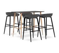 LoogCape 5 Piece Bar Set Black Grey with Extendable Dining Table and Comfortable Seating for Modern Kitchens, Dining Rooms and Living Areas, Includes Durable Wood/Metal Furniture Set for Families and