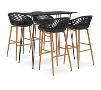 LoogCape 5 Piece Bar Set Black with Table and 4 Bar Stools Made of Durable Material Modern Design for Bars, Restaurants, Gardens, Pubs, Durable, Space-Saving, Ergonomic, Easy Care