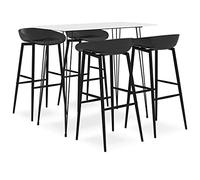 LoogCape 5 Piece Bar Set White and Black Dining Set and Chair Set for Modern Indoor Garden Bar Pub Restaurant - Heavy Duty Furniture Set with Extendable Table and Ergonomic