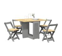 LoogCape 5-Piece Butterfly Dining Table Set Corona Grey Pine Wood Extendable Foldable Space Saving Modern Dining Set for Kitchen and Dining Room with Chairs and Storage Space