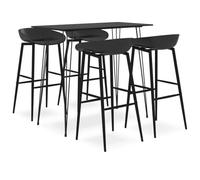 LoogCape 5-Piece Dining Set Black with Extendable Table and Bench for Dining Room Kitchen Living Room Furniture Set Space-Saving Robust Wood and Metal