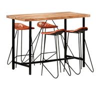 LoogCape 5 Piece Solid Wood and Genuine Leather Dining Set with Sturdy Steel Legs for Stylish Dining Room Space Saving Extendable Table and 4 Chairs with Comfortable Backrest