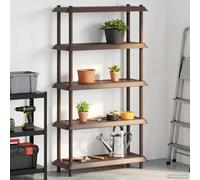 LoogCape 5 Tier Shelving Unit 100 x 40 x 177 cm Made of Robust PP Brown UV Resistant for Indoor and Outdoor Use, Versatile Storage, Durable, Easy Assembly, Ideal for Balcony, Garden