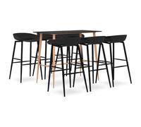LoogCape 7 Piece Black Bar Set with Dining Set, Table Set and Bench for Modern Dining Room, Made of Wood and Metal, Space Saving, Strong and Durable, Ideal for Kitchen, Living Room and Families