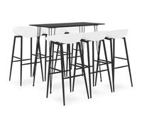 LoogCape 7-Piece Dining Set Black White with Extendable Dining Table and Bench for Dining Room, Kitchen, Living Room, Space-Saving, Robust Wood, Metal, Modern