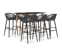 LoogCape 7-Piece Dining Set with Extendable Dining Table and Upholstered Chairs for Kitchen and Dining Room in Modern Design Black Grey