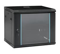 LoogCape 9U Network Cabinet Wall Mounted 19 Inch IP20 600 x 450 x 510 mm Black Cold-Rolled Steel with Lockable Front Door for Office, Home Network, Home Office, Data Backup and Storage