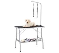 LoogCape Adjustable Dog Grooming Table with Basket and 2 Loops, Height Adjustable, Foldable, Sturdy Pet Grooming Table for Dogs, Cats and Puppies with Non-Slip Surface
