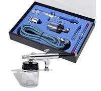 LoogCape Airbrush Set with Glass Container and 0.2 0.3 0.5 mm Nozzles for Professional Painting and Model Making Including Compressed Air Hose, Tool Box