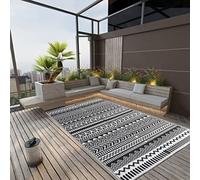 LoogCape Arakil Outdoor Rug Black 190 x 290 cm Waterproof Weatherproof Non-Slip for Balcony, Patio, Garden, Pool Area, Picnic Blanket, Patio Rug