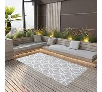 LoogCape Arakil Outdoor Rug Grey 120 x 180 cm Weatherproof Non-Slip Waterproof Washable Balcony and Patio Rug for Garden, Pool Area, Patio, Balcony, Camping, Picnic and Beach