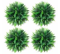 LoogCape Artificial Boxwood Balls Set of 4 15 cm for Indoor and Outdoor Use Durable Decorative Plants Weatherproof Lifelike Green Plastic Plants for Balcony Garden Living Room Bathroom Kitchen Office