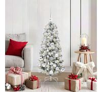LoogCape Artificial Christmas Tree 120cm Foldable with LED String Lights Modern Design Green White for Festive Indoor and Outdoor Decoration Includes Stand and Baubles