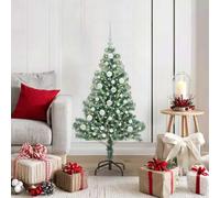 LoogCape Artificial Christmas Tree 120cm with LED Lights Snow Covered Modern Durable Indoor Outdoor Christmas Tree Includes Baubles and Lace Ideal for Festive Decorations in Living Room