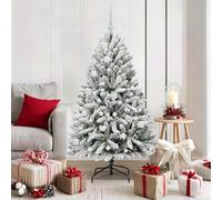 LoogCape Artificial Christmas Tree 150 cm Green White PVC Metal with LED Lighting, Christmas Tree Decoration Baubles Stars Lace for Festive Decorations Indoor and Outdoor Use