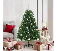 LoogCape Artificial Christmas Tree 150cm with LED Lighting and Christmas Tree Bauble Set, Sturdy PVC Metal Cone for Festive Decorations Indoor and Outdoor